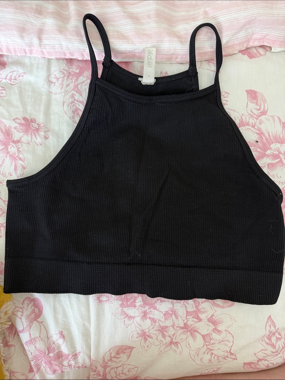 Nikibiki Black Ribbed Cropped Tank